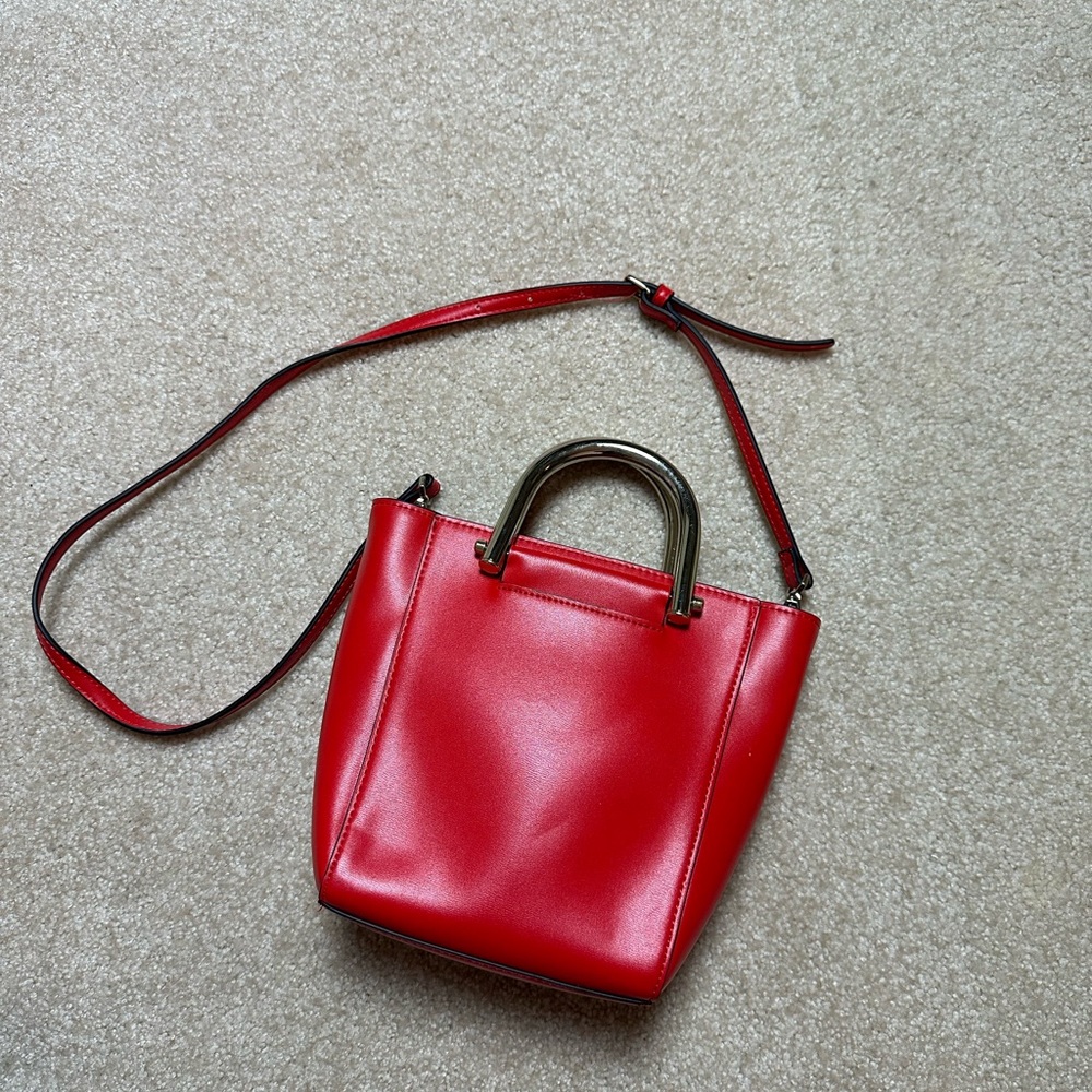Topshop Red Crossbody Bag with Gold Handle